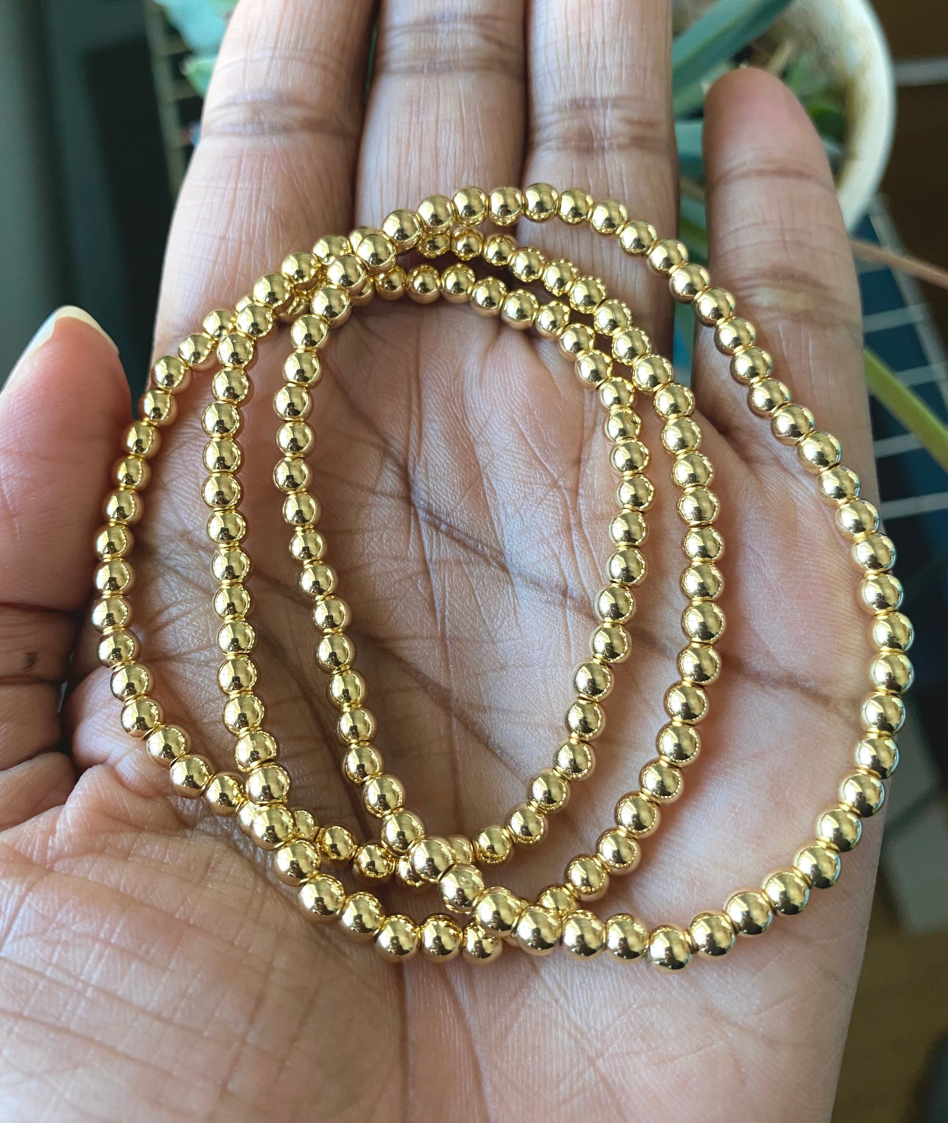 Gold Seed Bead Bracelets (14K Gold Plated)