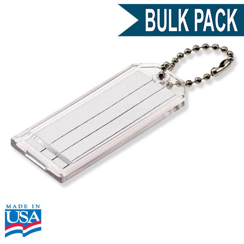 Extra Large Key Tag with Bead Chain Bulk Pack of 50